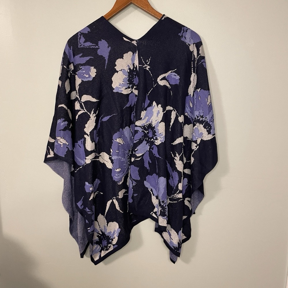 Chico's Cardigan Sweater Floral Print Purple Blue Open Front One‎ Size - Picture 5 of 7